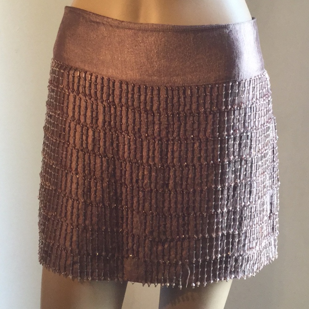 Sequined Skirt fully lined Color is Taupe shimmer